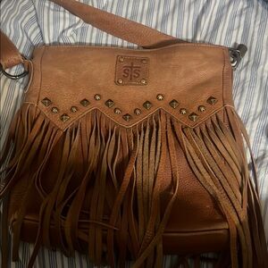 STS Ranchwear Brown Suede Fringe Crossbody Bag